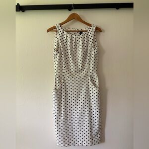 Chaps Sleeveless Black and White Polka Dot Dress (Size 10)